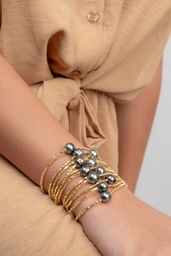 [BRARV] Bracelet Plaqué or pépites + perle de Tahiti