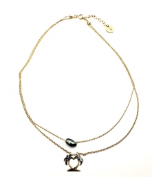 [COENFPK] Collier enfant 2 rangs plaqué or Palmiers et keishi
