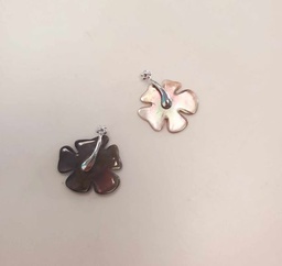 [HIBISC] PENDENTIF argent rhodié hibiscus + nacre