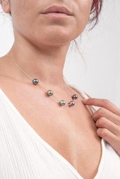 [CO5P] COLLIER plaqué or 5 perles