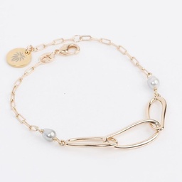 [BRK3M] BRACELET 3 GROSSES MAILLES ET 2 KEISHIS - plaqué or