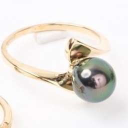 BAGUE 1 PERLE &quot;RAIE&quot; - Plaqué or