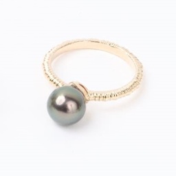 BAGUE 1 PERLE DE TAHITI anneau ciselé - plaqué or