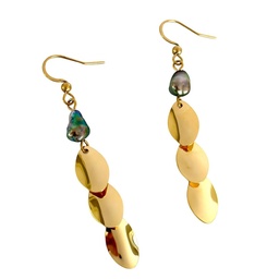 [ADBOKP] Boucles d'oreilles pendantes avec keishi* - acier doré