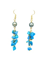Boucles d'oreilles grappe de pierres et perle de Tahiti - acier doré