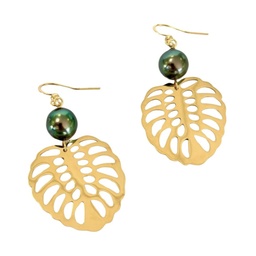 [BOGAPND] Boucles d'oreilles Ape New (grand format) et perle de Tahiti - acier doré