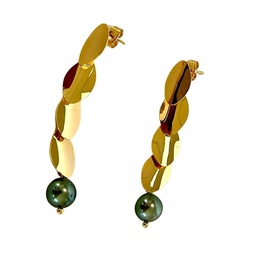 [BOPP] Boucles d'oreilles pendantes avec perle de Tahiti *