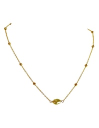 [COK1] Collier chaîne boulette et un keishi - acier doré
