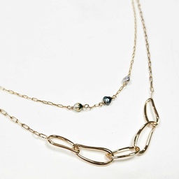 [COK3M] COLLIER PLAQUE OR 5 GROSSES MAILLES 3 KEISHIS