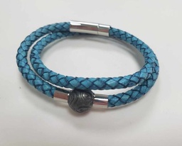 [CUIRDBPG] BRACELET HOMME double tours en cuir +perle gravée
