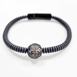 [BRHEMG] Bracelet hématites et perle de tahiti Gravée