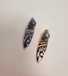 PENDENTIF SURF PLAQUE OR OU ARGENT + PERLE
