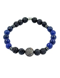 [BRLAPISG] BRACELET HOMME ELASTIQUE LAPIS/PDL + perle gravée