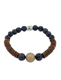 [BRBOISG] BRACELET HOMME ELASTIQUE bois cocotier/ PDL + perle gravée