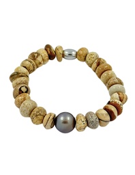 [BRJASP] BRACELET ELASTIQUE HOMME GRANDE JASPE ET PERLE
