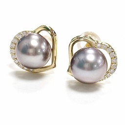 [COEURPZ] BOUCLES D'OREILLES COEUR ZIRCONS ET PERLE DE TAHITI - plaqué or