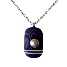 [COCARB2] COLLIER HOMME PENDENTIF CARBONE ET PERLE - 2 BARRES