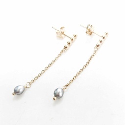 [TIGECHK] BOUCLES D'OREILLES TIGE CHAINE ET KEISHI - plaqué or