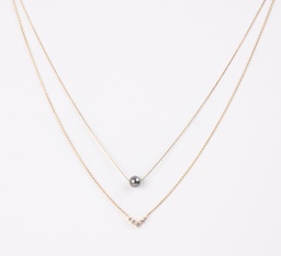 [CO2VZIR] COLLIER DOUBLE PERLE ET ZIRCONS EN V