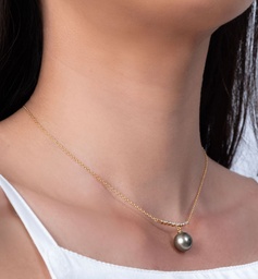 [BARZIRP] COLLIER BARRE ZIRCONS ET PERLE DE TAHITI - plaqué or