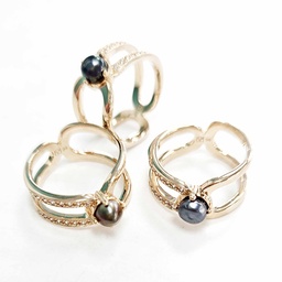 BAGUE LARGE ZIRCONS ET KEISHI