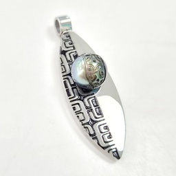 [SURFMZ] PENDENTIF SURF PERLE SEMI GRAVEE - acier