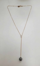 [CO2ZP] Collier plaqué or perle + 2 zircons