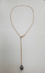 [GM1P] Collier plaqué or grosses mailles 1 perle