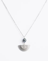 [EVENTAILAC] COLLIER EVENTAIL ET PERLE - ACIER
