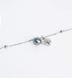 [BRCOEUR] BRACELET COEUR ARBRE DE VIE ET PERLE - acier