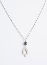 [COSAKURA] COLLIER GOUTTE FLEURS SAKURA ET PERLE - ACIER
