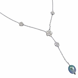 [FLEUR4P] COLLIER DECOLLETE FLEUR ET PERLE - ACIER