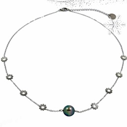 [COMINISO] COLLIER MINI SOLEIL ET PERLE - ACIER