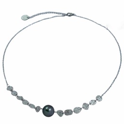 [COPAST] COLLIER PASTILLES MARTELEES ET PERLE - ACIER