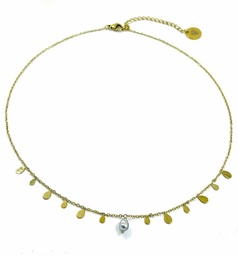 [COGOUTD] COLLIER MINI GOUTTES ET KEISHI - ACIER DORE