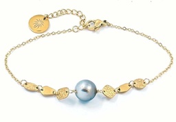 [BRPASTD] BRACELET PASTILLES ET PERLE - ACIER DORE