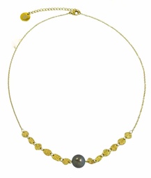 [COPASTD] COLLIER PASTILLES ET PERLE - ACIER DORE
