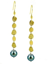 [BOLPD] BOUCLES D OREILLES LONGUES PASTILLES ET PERLE - ACIER DORE