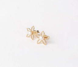 [BOKTIAR] BOUCLES D OREILLE PETITE TIARE ET KEISHI - PLAQUE OR