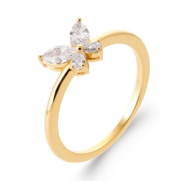 [PAPIZ] BAGUE PAPILLON ZIRCONS - PLAQUE OR