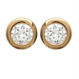 [RONDZIR] STUDS GROS ZIRCONS SERTI CLOS - PLAQUE OR