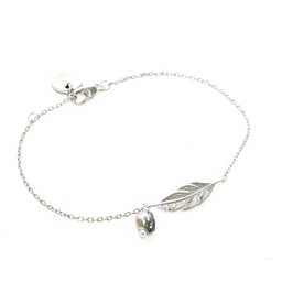 [SILPLUM] BRACELET PLUME ET KEISHI - ARGENT