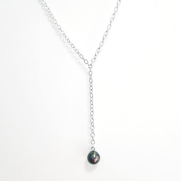 [AGKM] COLLIER DECOLLETE PERLE DE TAHITI - ARGENT