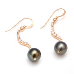 [VAGBO] BOUCLES D OREILLES VAGUE ZICON ET PERLE - PLAQUE OR