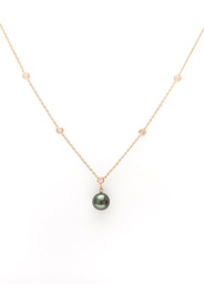 [COST1P] Collier plaqué or strass + 1 perle de Tahiti