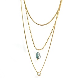 [3RCOK] COLLIER TRIPLE RANG KEISHI - ACIER DORE