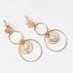 [BOANO] BOUCLES D OREILLES ANNEAUX ET KEISHIS - ACIER DORE - CAPSULE