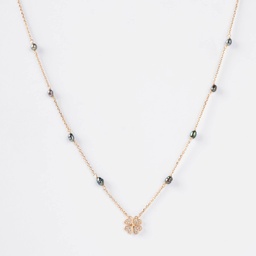 [TREFLEZ] COLLIER TREFLE ZIRCONS ET 8 KEISHIS - PLAQUE OR