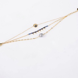 [BRESME] Bracelet acier doré 3 RANGS ESMERALDA BLEU -  CAPSULE