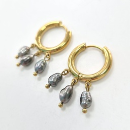 [CRAC3K] Créoles en acier doré + 3 keishis